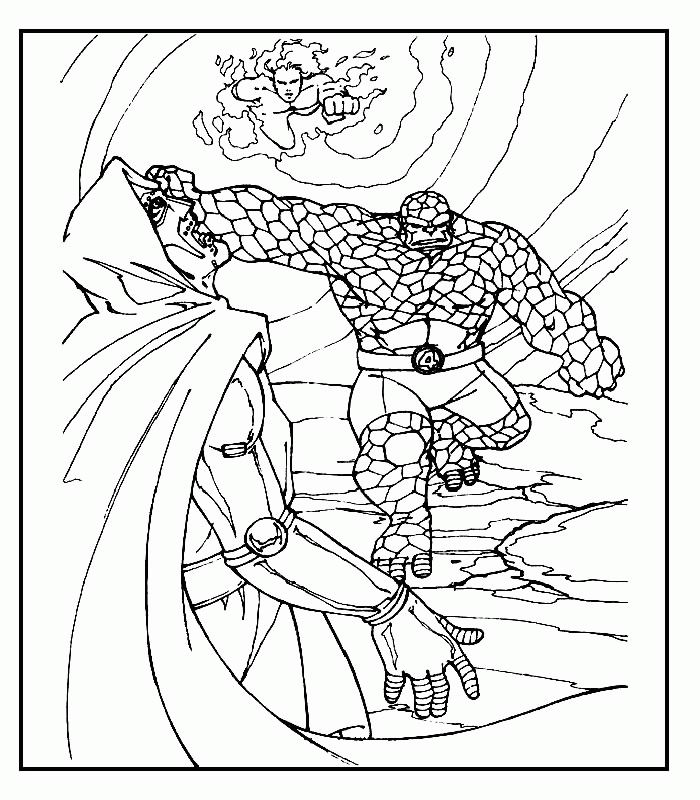 coloriage les quatre fantastiques le combat